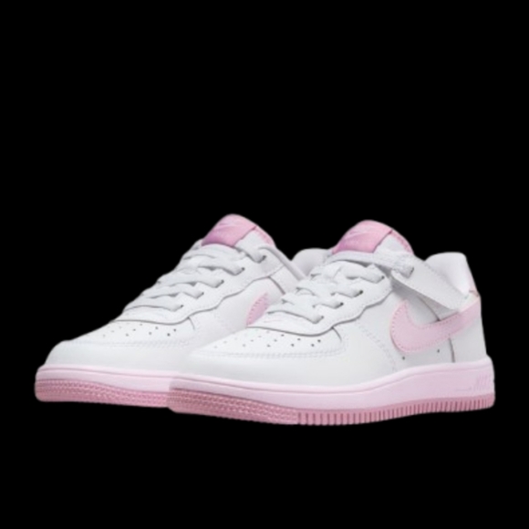 Nike Air Force 1 Easy On Kids Size 9C White Pink Foam Elemental Pink